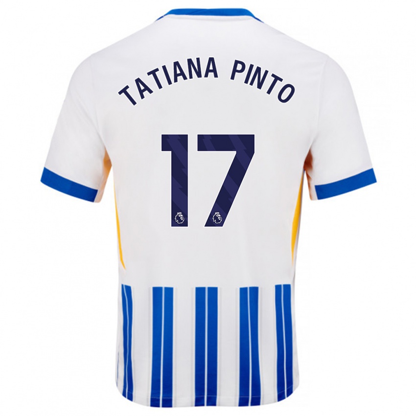 Niño Camiseta Tatiana Vanessa Ferreira Pinto #17 Blanco Azul Rayas 1ª Equipación 2024/25 La Camisa Argentina