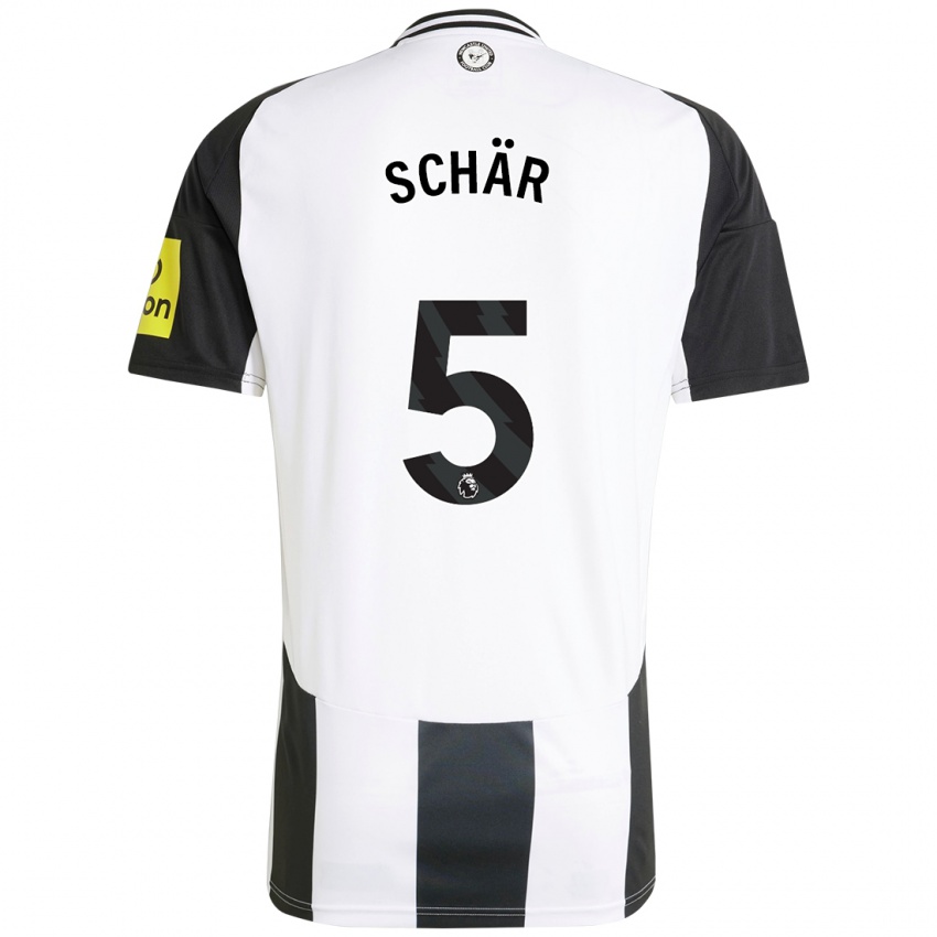 Niño Camiseta Fabian Schär #5 Blanco Negro 1ª Equipación 2024/25 La Camisa Argentina