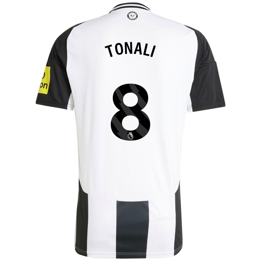 Niño Camiseta Sandro Tonali #8 Blanco Negro 1ª Equipación 2024/25 La Camisa Argentina