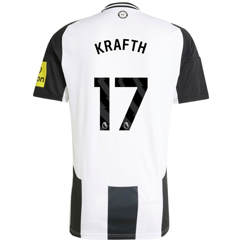 Niño Camiseta Emil Krafth #17 Blanco Negro 1ª Equipación 2024/25 La Camisa Argentina