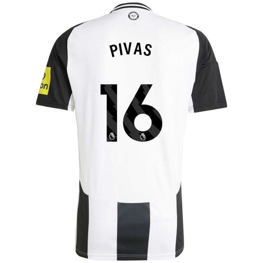 Niño Camiseta Miodrag Pivas #16 Blanco Negro 1ª Equipación 2024/25 La Camisa Argentina