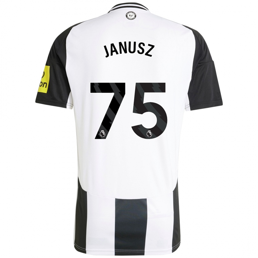 Niño Camiseta Adrian Janusz #75 Blanco Negro 1ª Equipación 2024/25 La Camisa Argentina