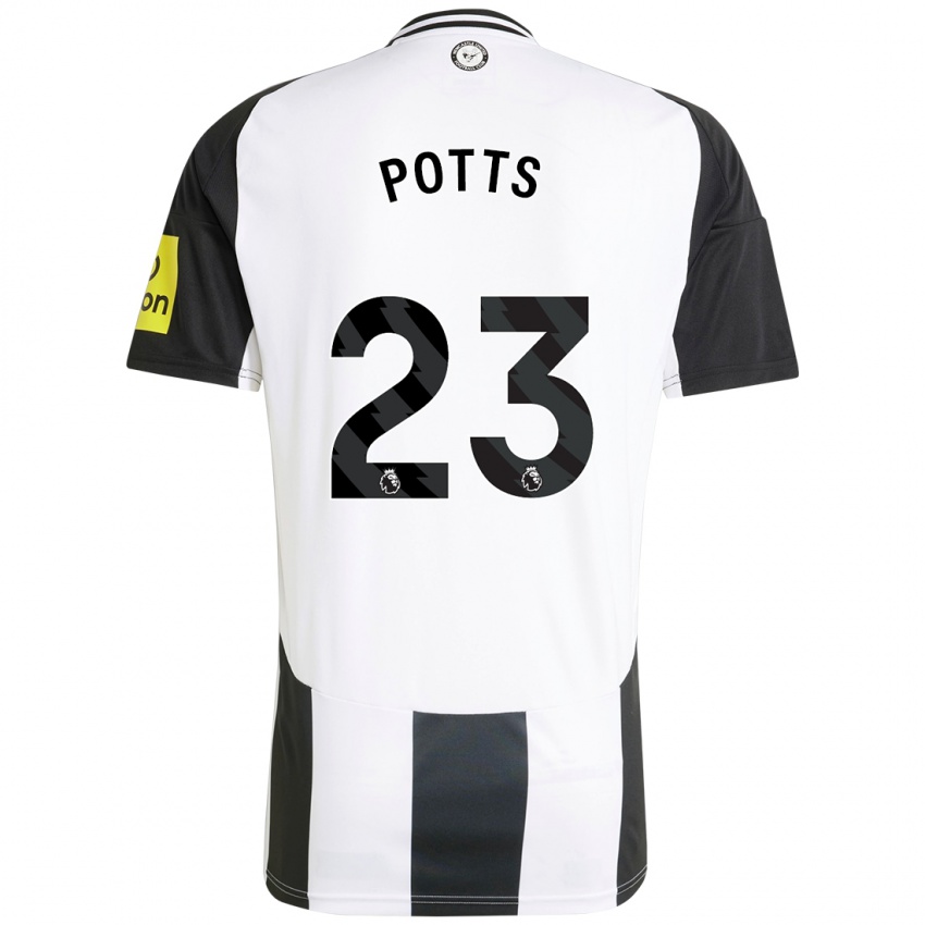 Niño Camiseta Charlotte Potts #23 Blanco Negro 1ª Equipación 2024/25 La Camisa Argentina