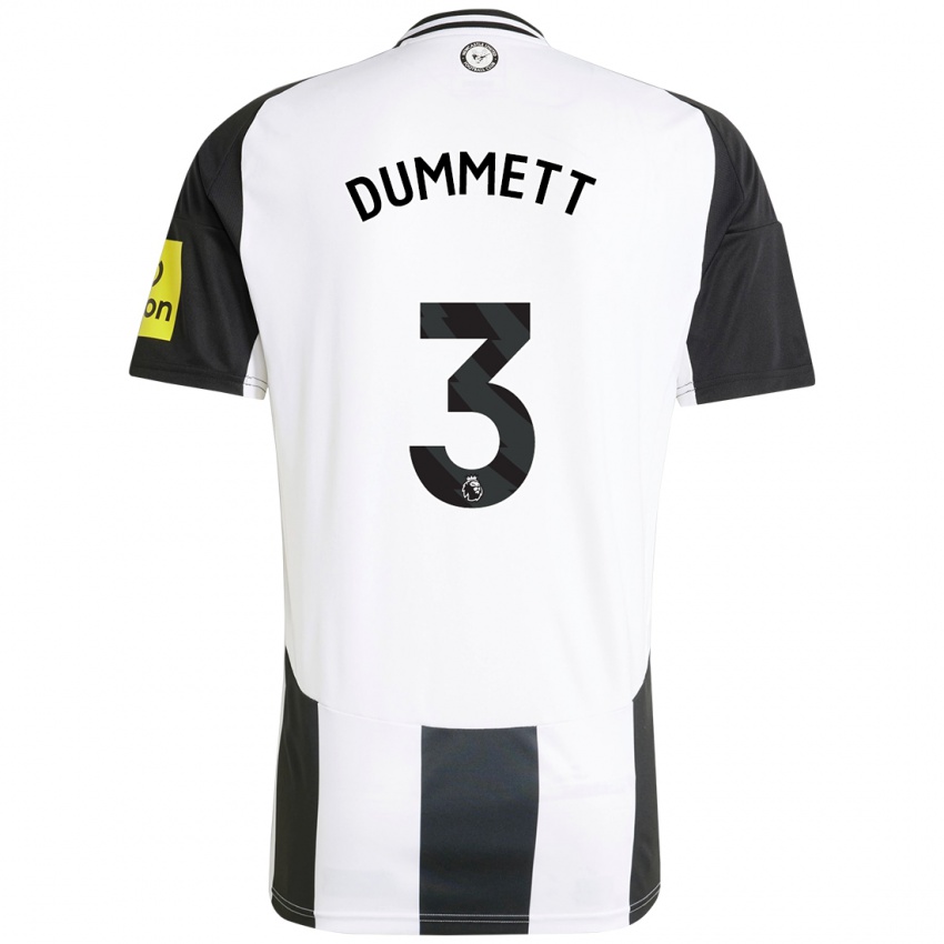 Niño Camiseta Paul Dummett #3 Blanco Negro 1ª Equipación 2024/25 La Camisa Argentina