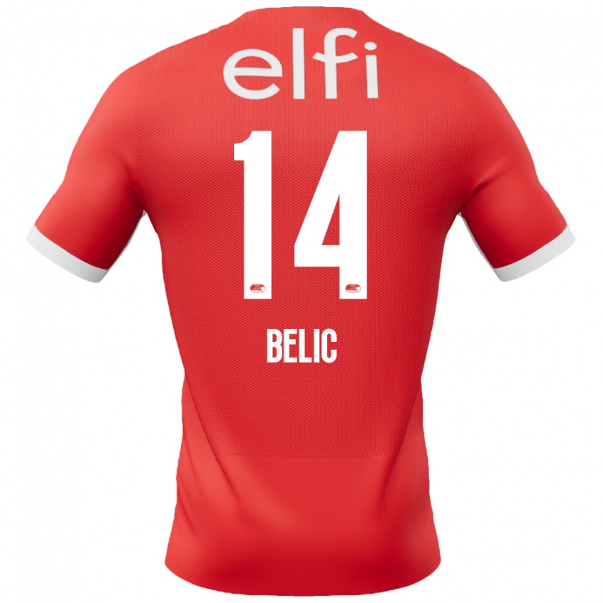 Niño Camiseta Kristijan Belic #14 Rojo Blanco 1ª Equipación 2024/25 La Camisa Argentina