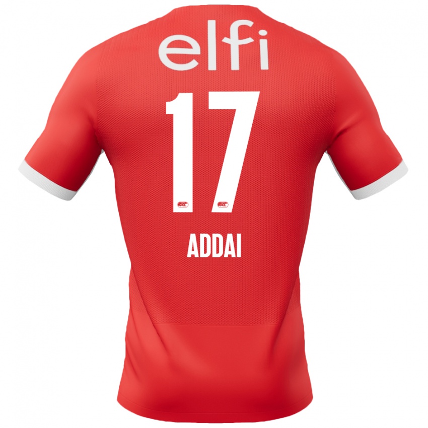 Niño Camiseta Jayden Addai #17 Rojo Blanco 1ª Equipación 2024/25 La Camisa Argentina