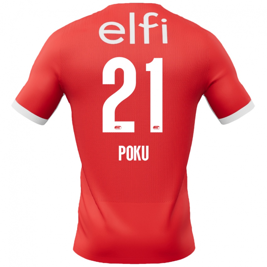 Niño Camiseta Ernest Poku #21 Rojo Blanco 1ª Equipación 2024/25 La Camisa Argentina