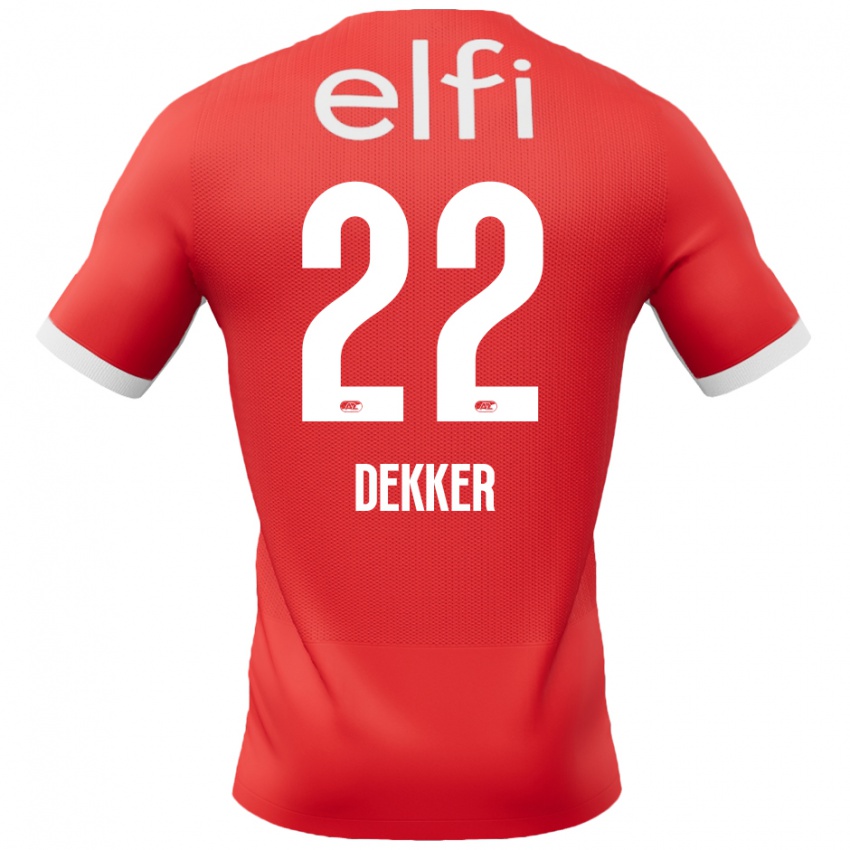 Niño Camiseta Maxim Dekker #22 Rojo Blanco 1ª Equipación 2024/25 La Camisa Argentina