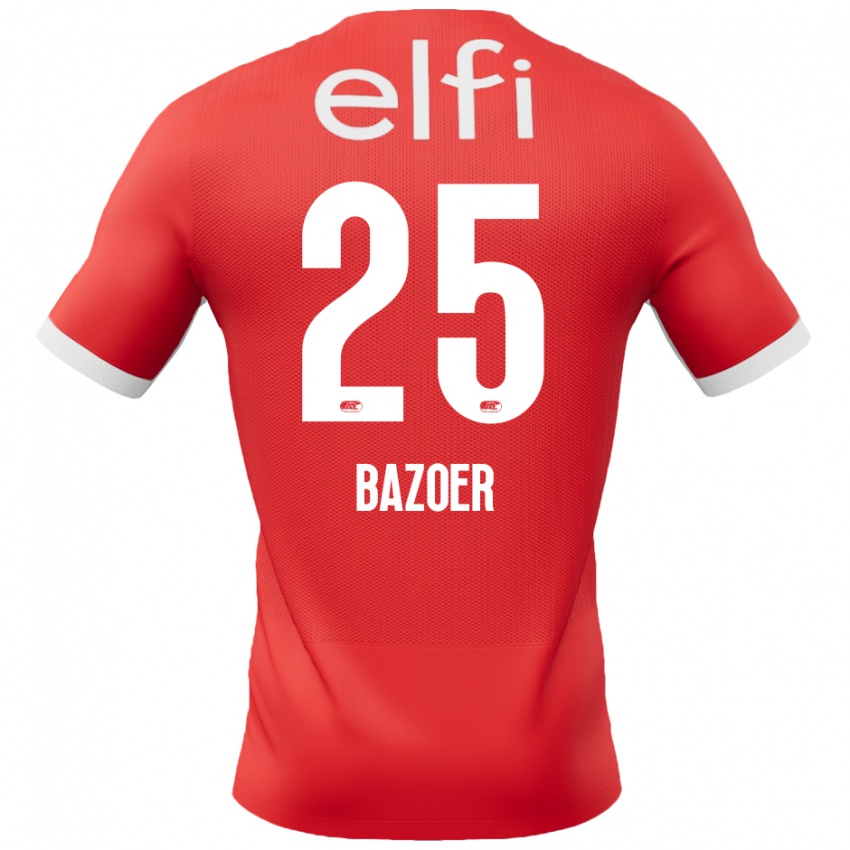 Niño Camiseta Riechedly Bazoer #25 Rojo Blanco 1ª Equipación 2024/25 La Camisa Argentina