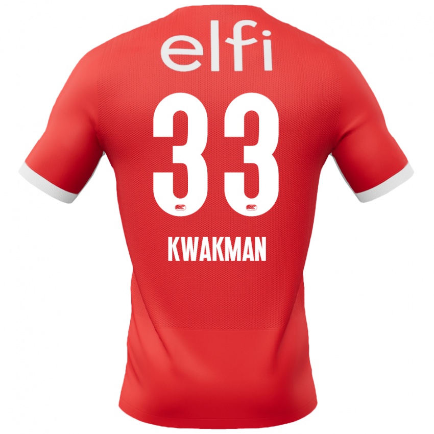 Niño Camiseta Dave Kwakman #33 Rojo Blanco 1ª Equipación 2024/25 La Camisa Argentina