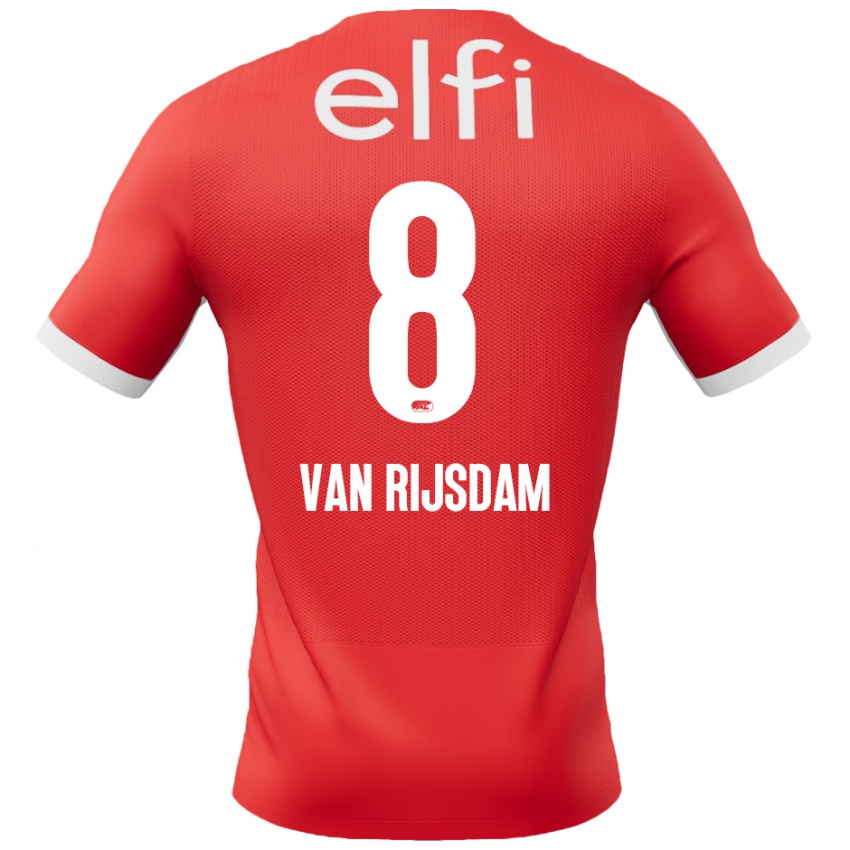 Niño Camiseta Julian Van Rijsdam #8 Rojo Blanco 1ª Equipación 2024/25 La Camisa Argentina