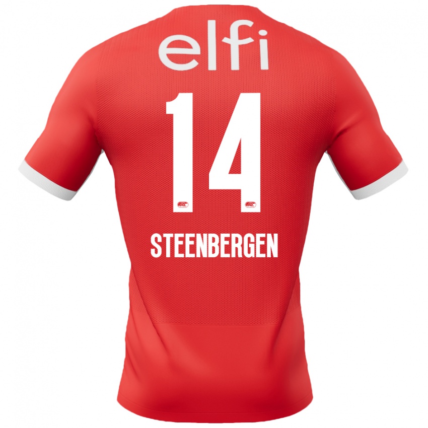 Niño Camiseta Thom Steenbergen #14 Rojo Blanco 1ª Equipación 2024/25 La Camisa Argentina