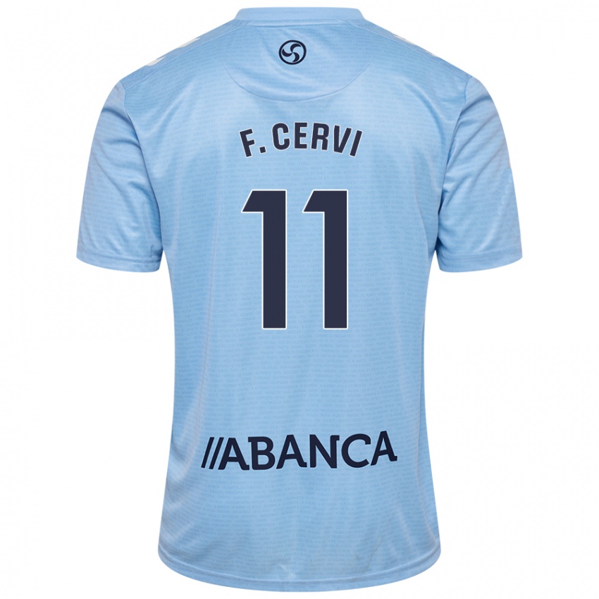 Niño Camiseta Franco Cervi #11 Azul Cielo 1ª Equipación 2024/25 La Camisa Argentina