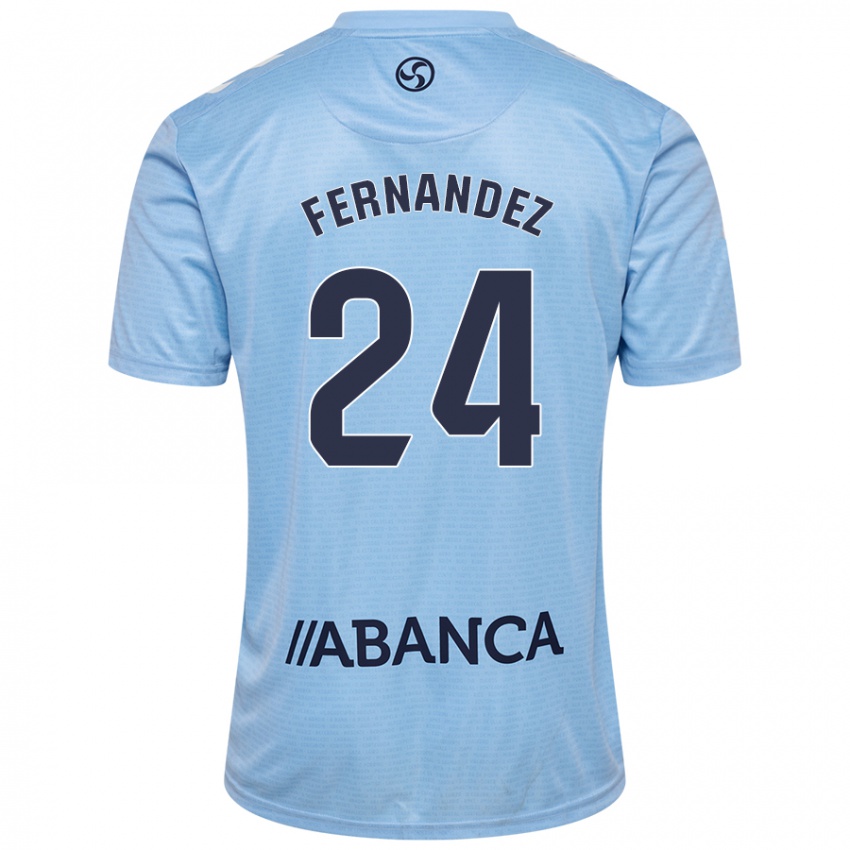 Niño Camiseta César Fernández #24 Azul Cielo 1ª Equipación 2024/25 La Camisa Argentina