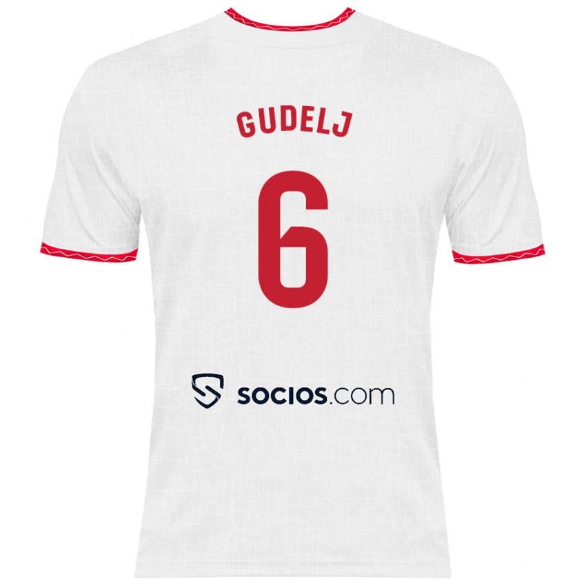 Niño Camiseta Nemanja Gudelj #6 Blanco Rojo 1ª Equipación 2024/25 La Camisa Argentina