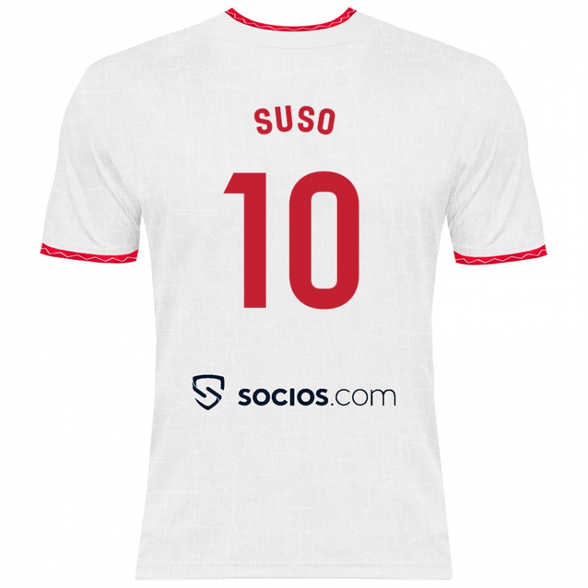 Niño Camiseta Suso #10 Blanco Rojo 1ª Equipación 2024/25 La Camisa Argentina