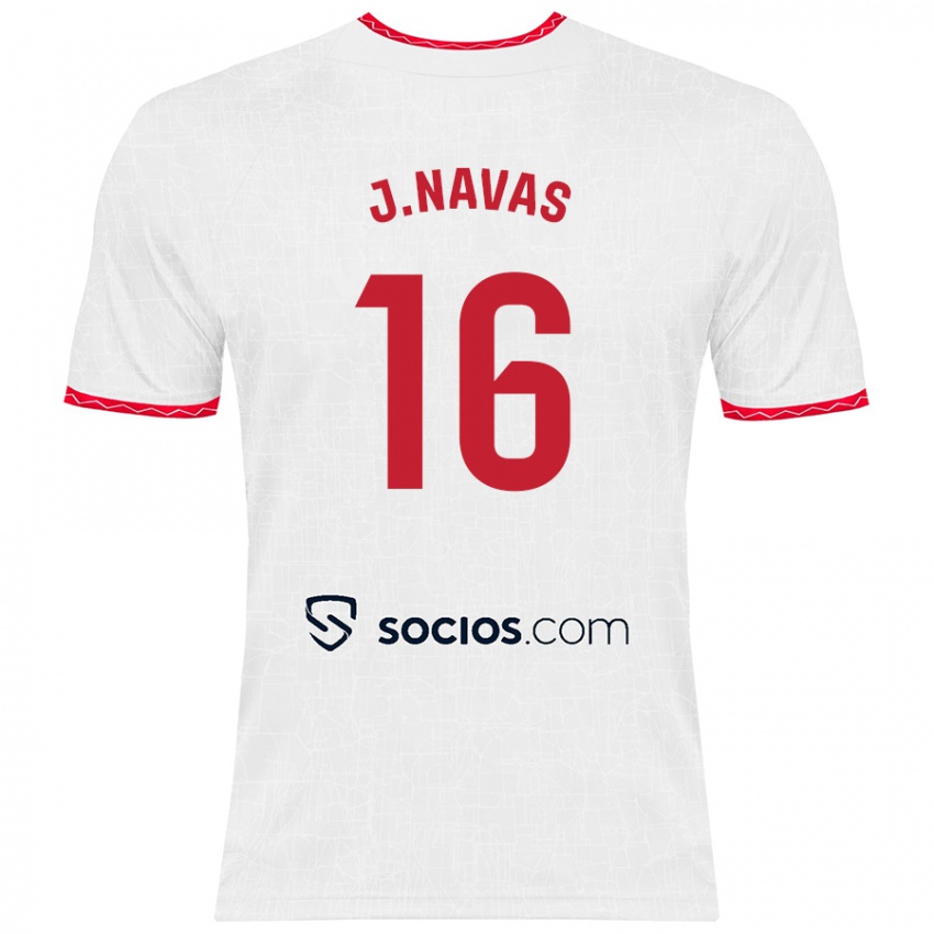 Niño Camiseta Jesús Navas #16 Blanco Rojo 1ª Equipación 2024/25 La Camisa Argentina