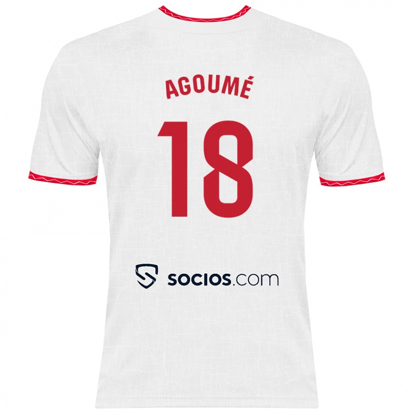 Niño Camiseta Lucien Agoume #18 Blanco Rojo 1ª Equipación 2024/25 La Camisa Argentina