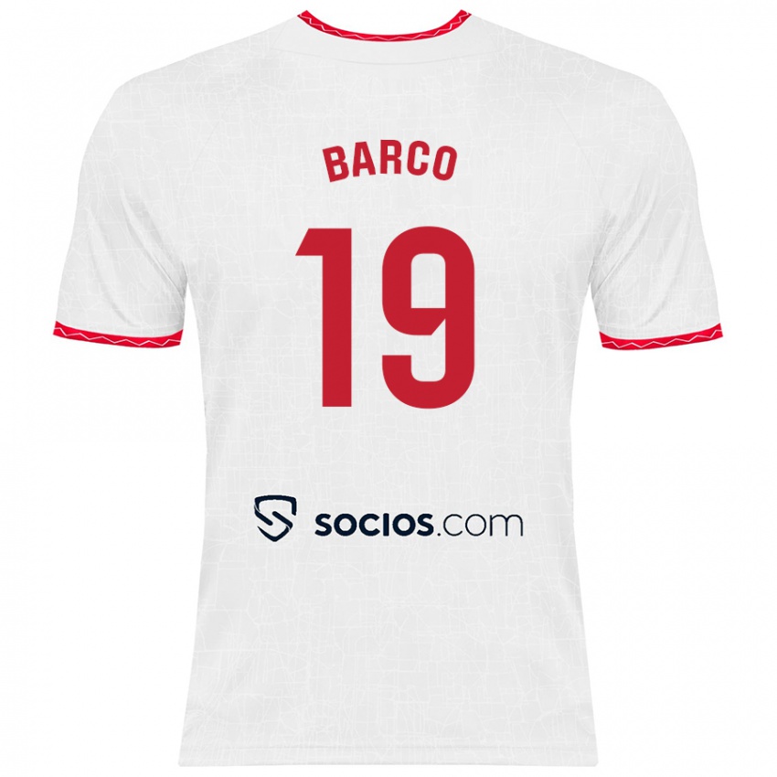 Niño Camiseta Valentin Barco #19 Blanco Rojo 1ª Equipación 2024/25 La Camisa Argentina