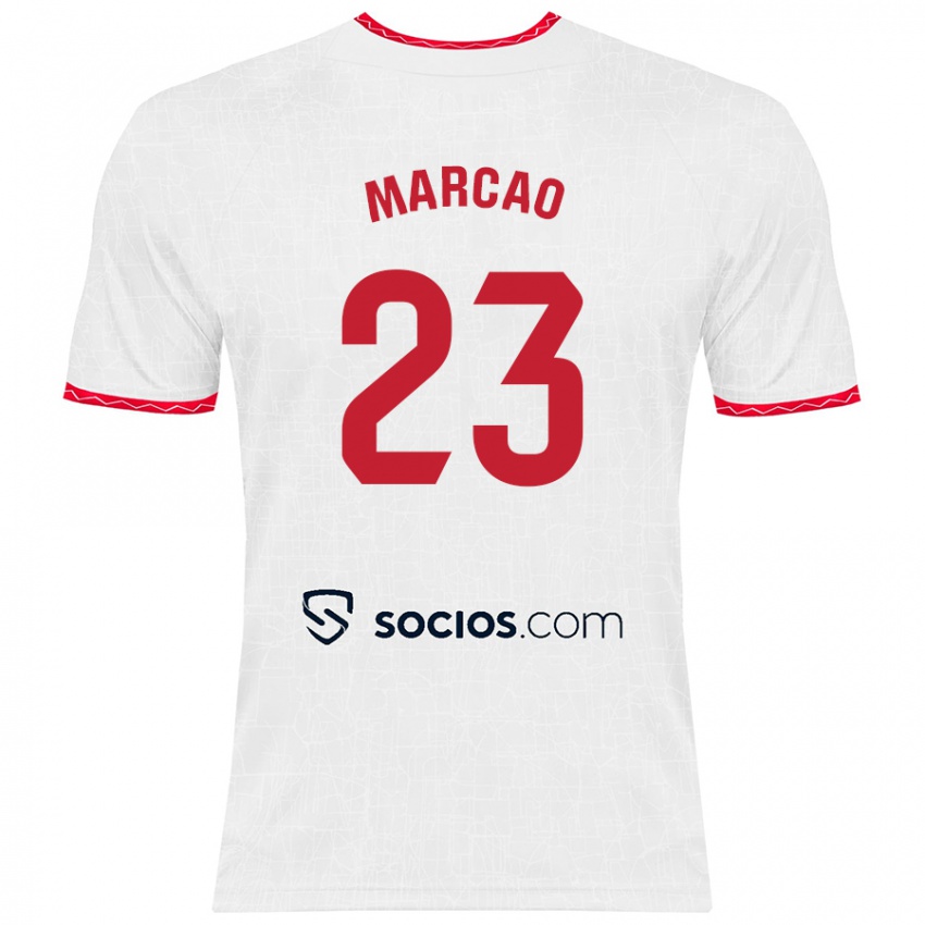 Niño Camiseta Marcão #23 Blanco Rojo 1ª Equipación 2024/25 La Camisa Argentina