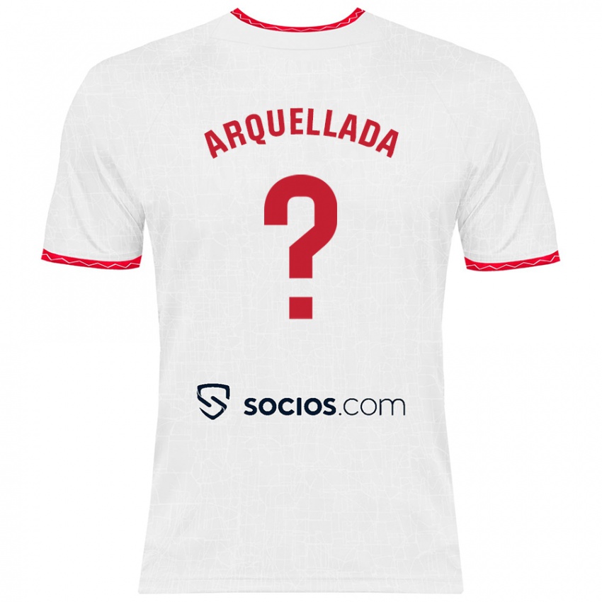 Niño Camiseta Álvaro Arquellada #0 Blanco Rojo 1ª Equipación 2024/25 La Camisa Argentina