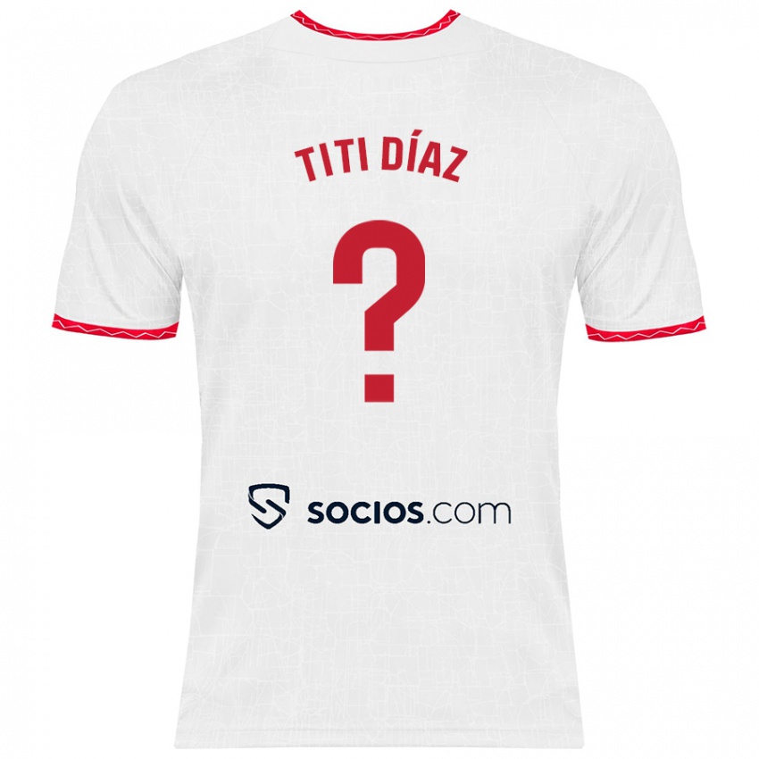 Niño Camiseta Titi Díaz #0 Blanco Rojo 1ª Equipación 2024/25 La Camisa Argentina