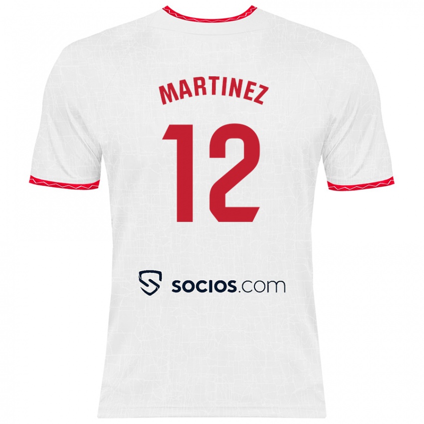 Niño Camiseta Gabri Martinez #12 Blanco Rojo 1ª Equipación 2024/25 La Camisa Argentina