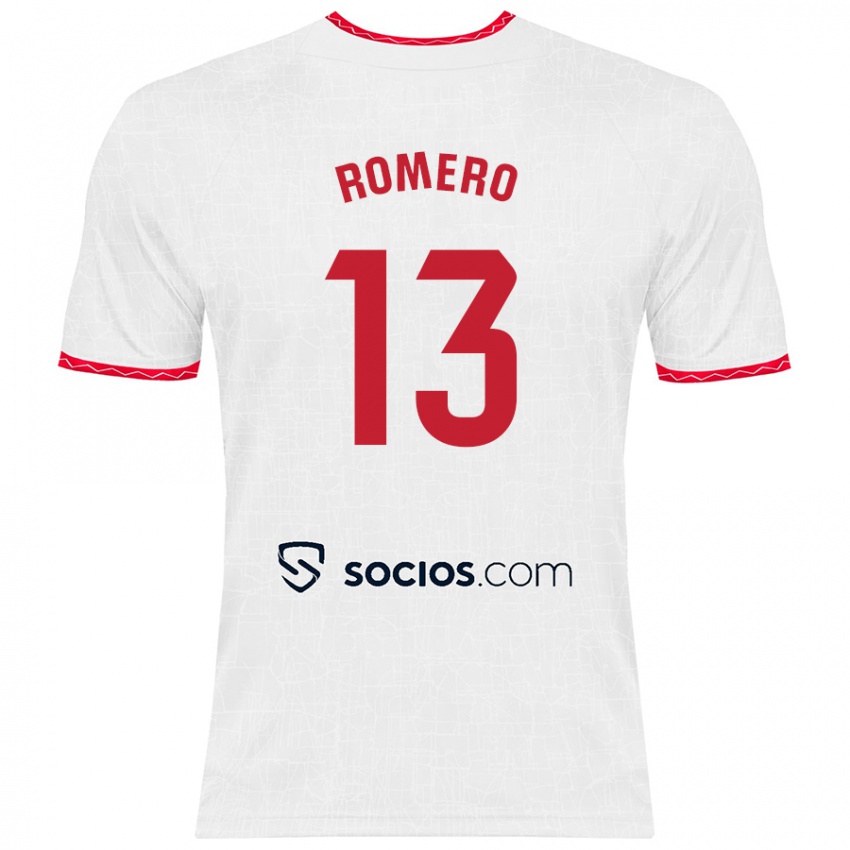 Niño Camiseta Rafael Romero #13 Blanco Rojo 1ª Equipación 2024/25 La Camisa Argentina