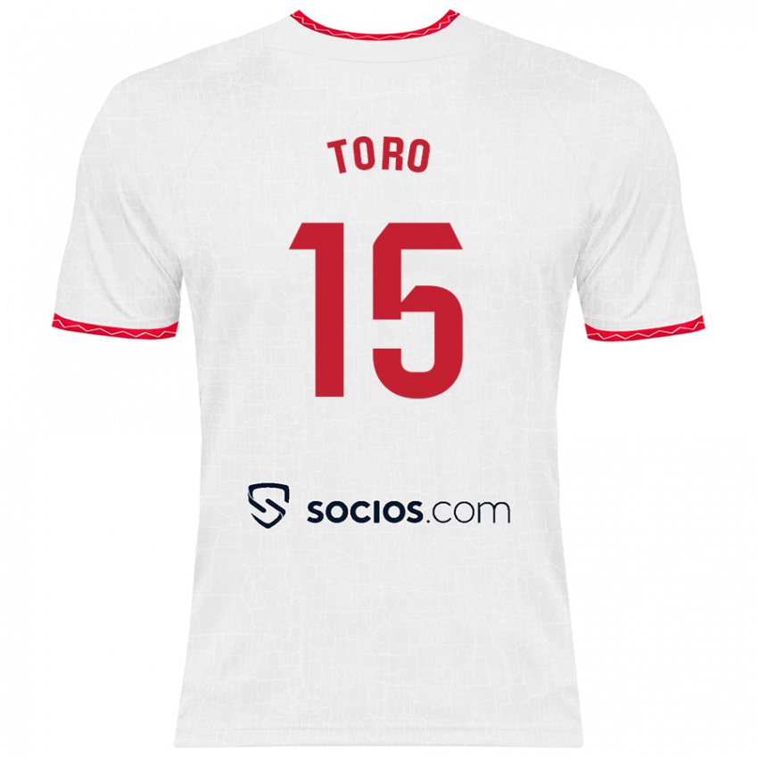 Niño Camiseta Juanan Toro #15 Blanco Rojo 1ª Equipación 2024/25 La Camisa Argentina