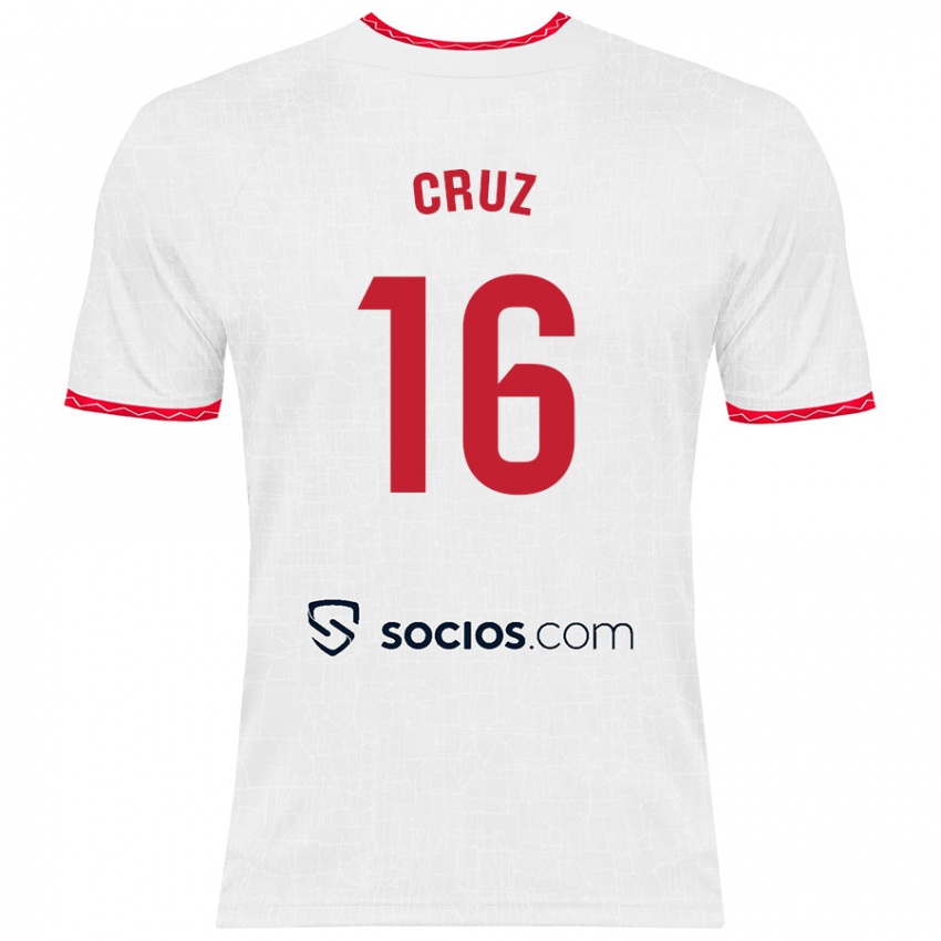 Niño Camiseta Jesús Cruz #16 Blanco Rojo 1ª Equipación 2024/25 La Camisa Argentina