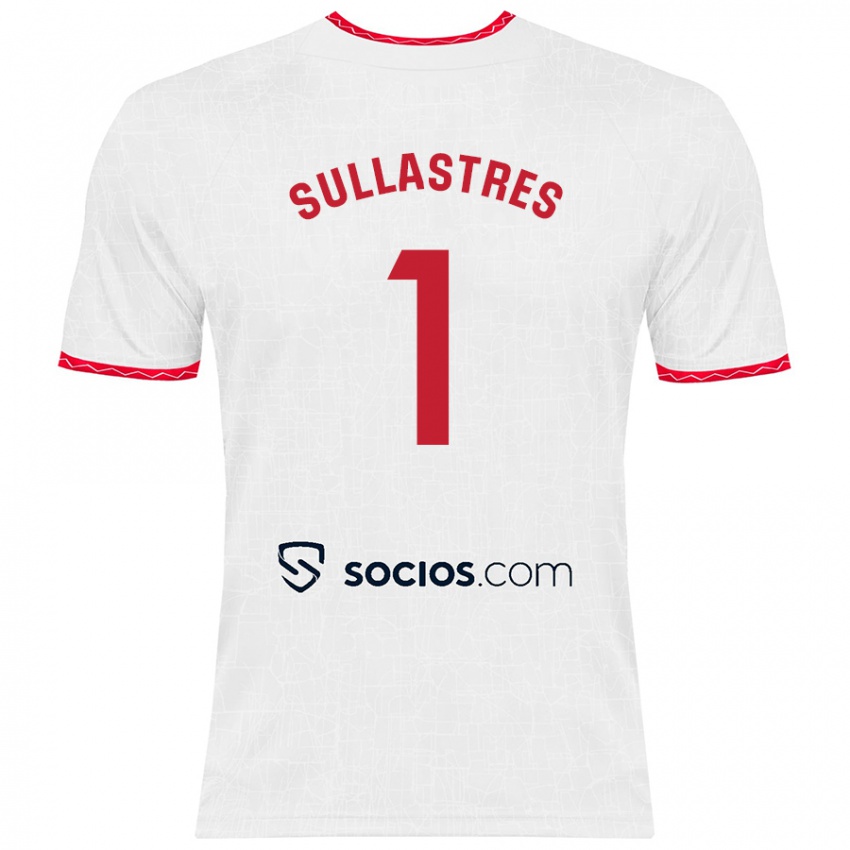 Niño Camiseta Esther Sullastres Ayuso #1 Blanco Rojo 1ª Equipación 2024/25 La Camisa Argentina