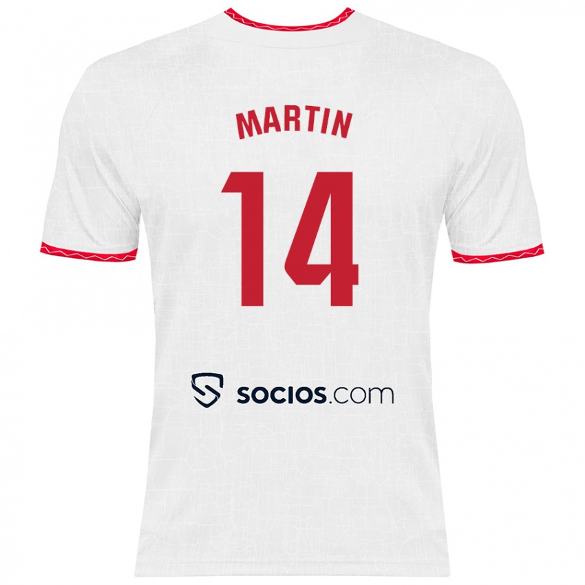 Niño Camiseta Nazareth Martín #14 Blanco Rojo 1ª Equipación 2024/25 La Camisa Argentina