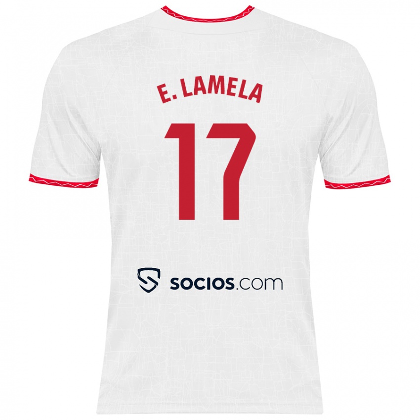 Niño Camiseta Erik Lamela #17 Blanco Rojo 1ª Equipación 2024/25 La Camisa Argentina