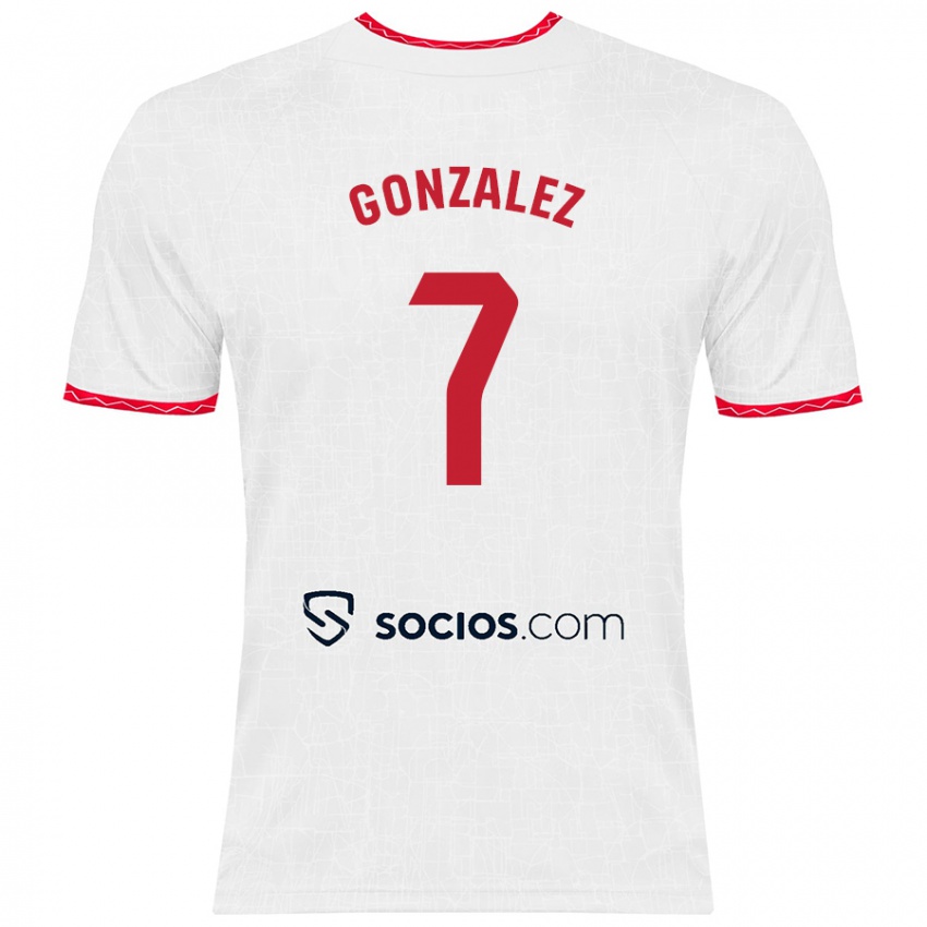 Niño Camiseta Juan González #7 Blanco Rojo 1ª Equipación 2024/25 La Camisa Argentina