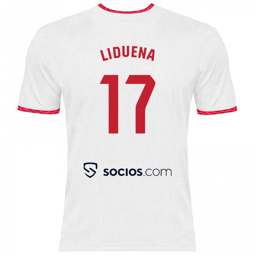 Niño Camiseta Daniel Lidueña #17 Blanco Rojo 1ª Equipación 2024/25 La Camisa Argentina