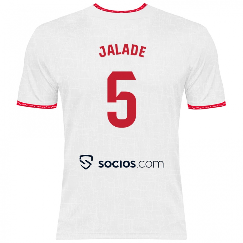 Niño Camiseta Robert Jalade #5 Blanco Rojo 1ª Equipación 2024/25 La Camisa Argentina