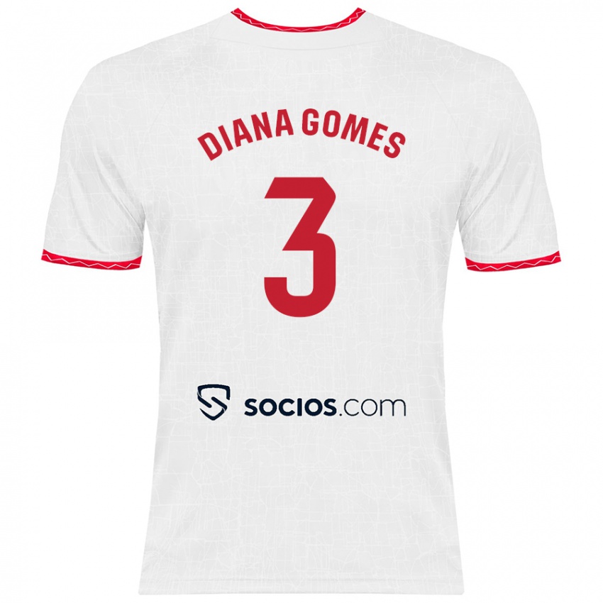 Niño Camiseta Diana Catarina Ribeiro Gomes #3 Blanco Rojo 1ª Equipación 2024/25 La Camisa Argentina