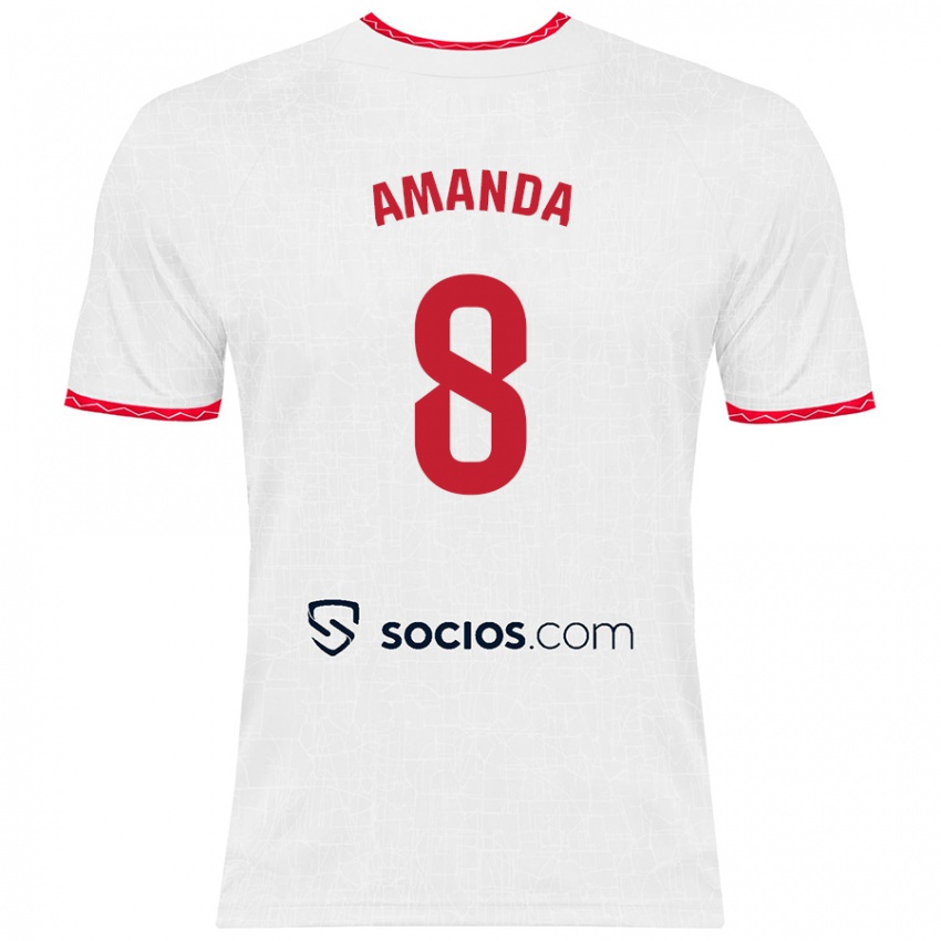 Niño Camiseta Amanda Sampedro Bustos #8 Blanco Rojo 1ª Equipación 2024/25 La Camisa Argentina