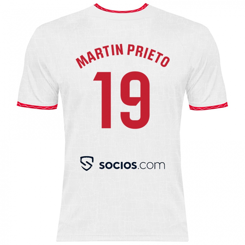 Niño Camiseta Cristina Martín-Prieto Gutiérrez #19 Blanco Rojo 1ª Equipación 2024/25 La Camisa Argentina