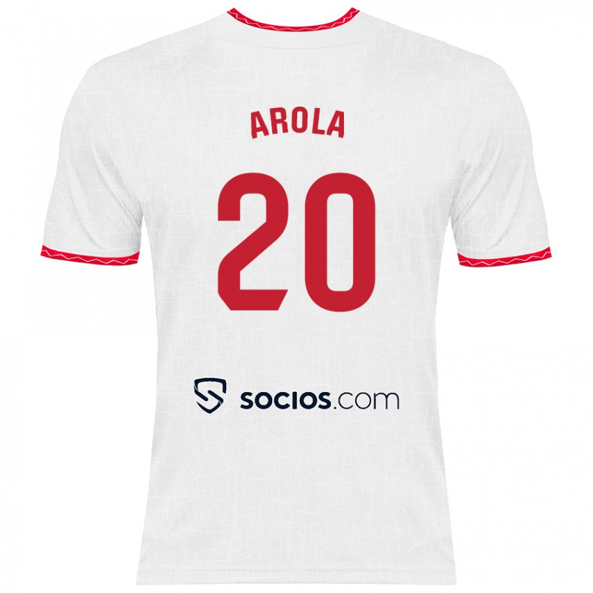 Niño Camiseta Arola Aparicio Gili #20 Blanco Rojo 1ª Equipación 2024/25 La Camisa Argentina