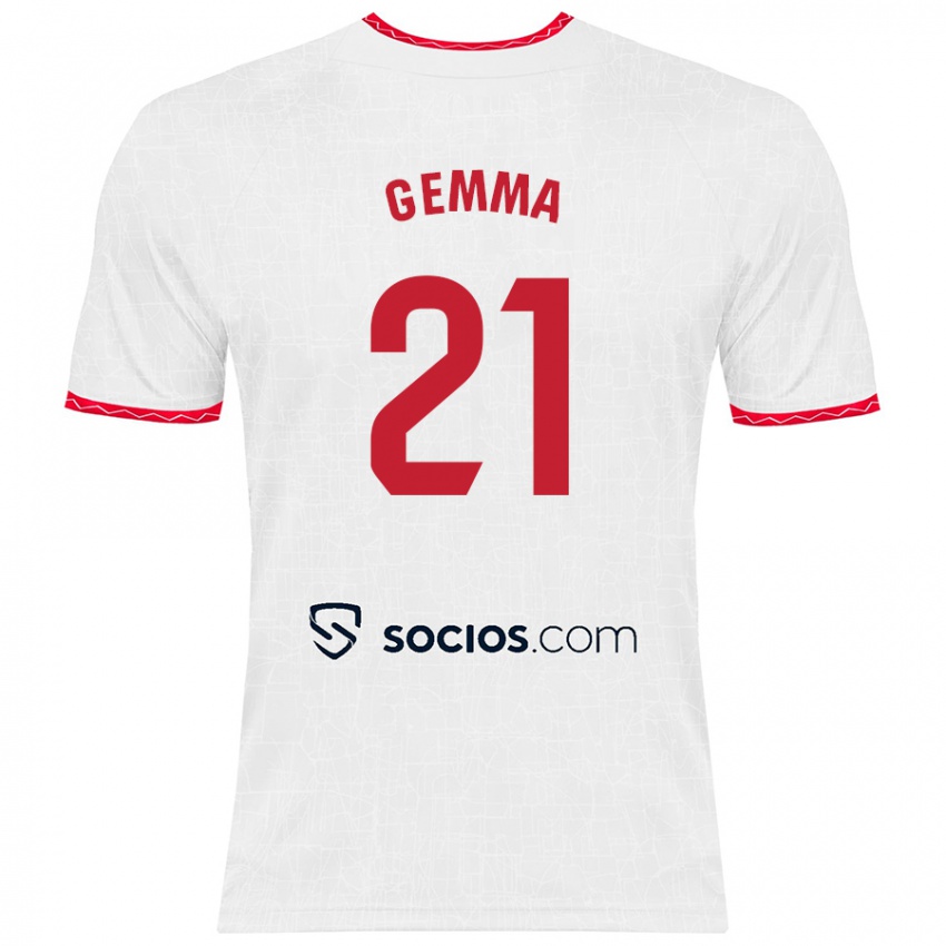 Niño Camiseta Gemma Gili Giner #21 Blanco Rojo 1ª Equipación 2024/25 La Camisa Argentina