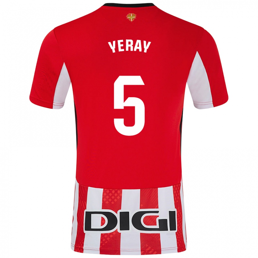 Niño Camiseta Yeray Álvarez #5 Rojo Blanco 1ª Equipación 2024/25 La Camisa Argentina