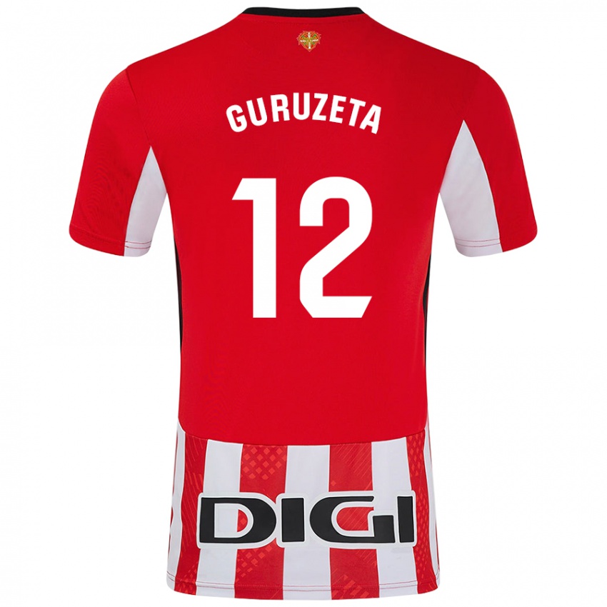 Niño Camiseta Gorka Guruzeta #12 Rojo Blanco 1ª Equipación 2024/25 La Camisa Argentina