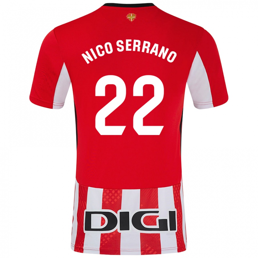 Niño Camiseta Nico Serrano #22 Rojo Blanco 1ª Equipación 2024/25 La Camisa Argentina