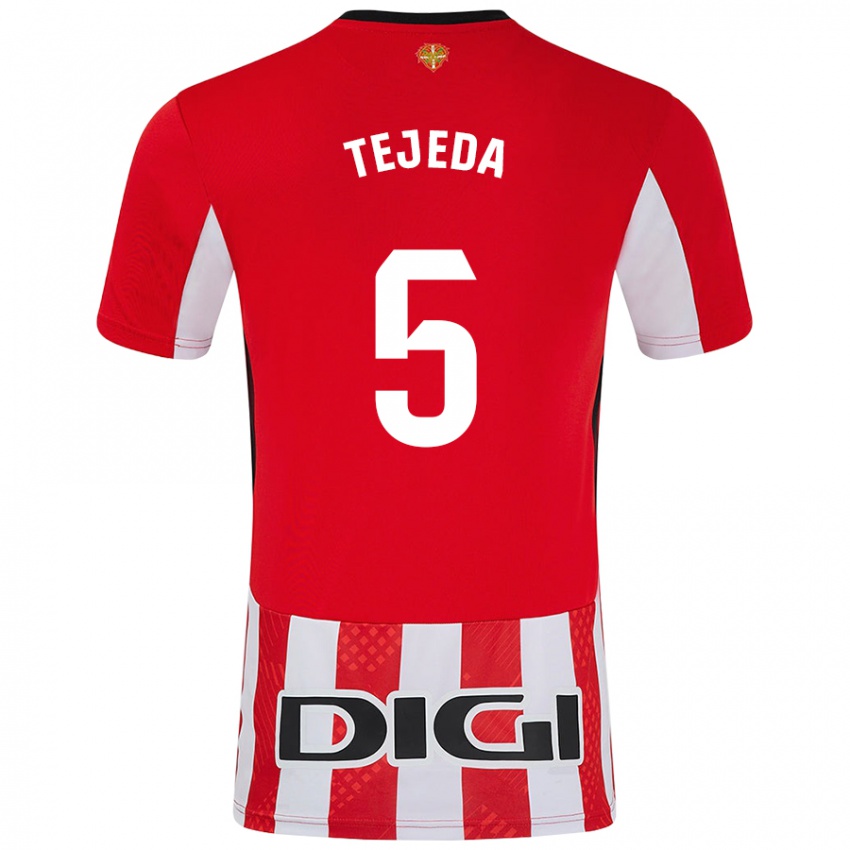 Niño Camiseta Diego Tejeda #5 Rojo Blanco 1ª Equipación 2024/25 La Camisa Argentina