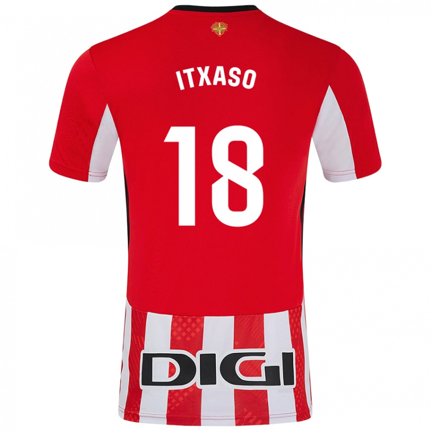 Niño Camiseta Itxaso Uriarte Santamaria #18 Rojo Blanco 1ª Equipación 2024/25 La Camisa Argentina