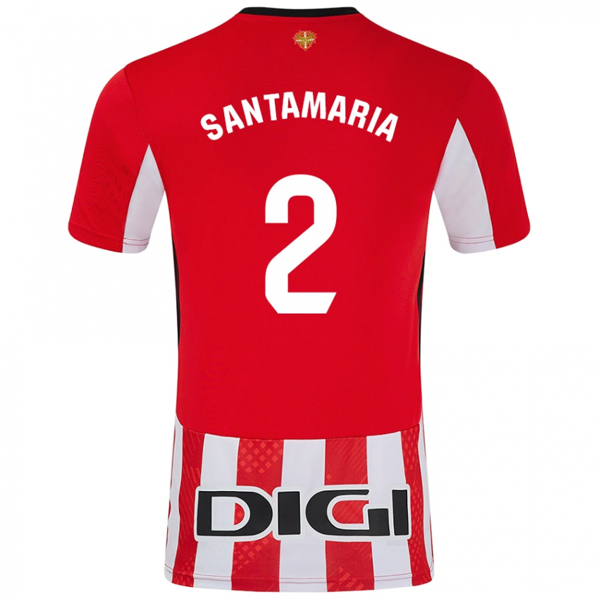 Niño Camiseta Unai Santamaría #2 Rojo Blanco 1ª Equipación 2024/25 La Camisa Argentina