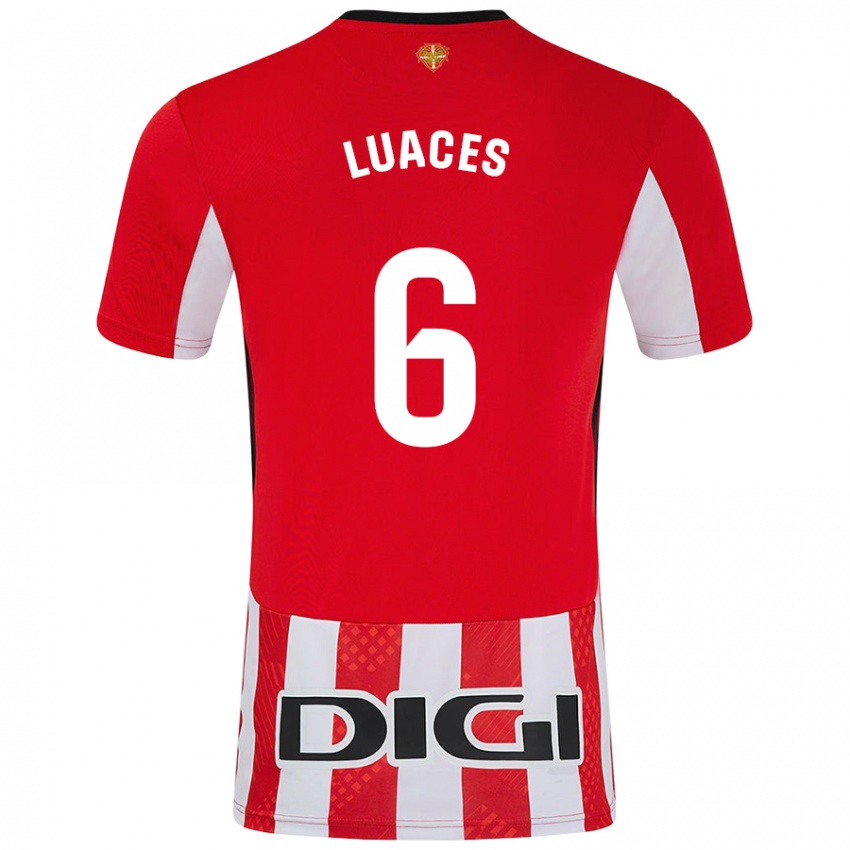 Niño Camiseta Iraitz Luaces #6 Rojo Blanco 1ª Equipación 2024/25 La Camisa Argentina