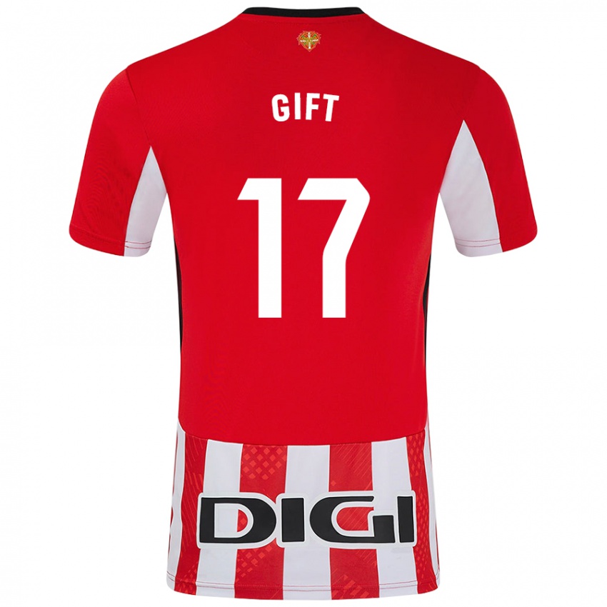 Niño Camiseta Elijah Gift #17 Rojo Blanco 1ª Equipación 2024/25 La Camisa Argentina