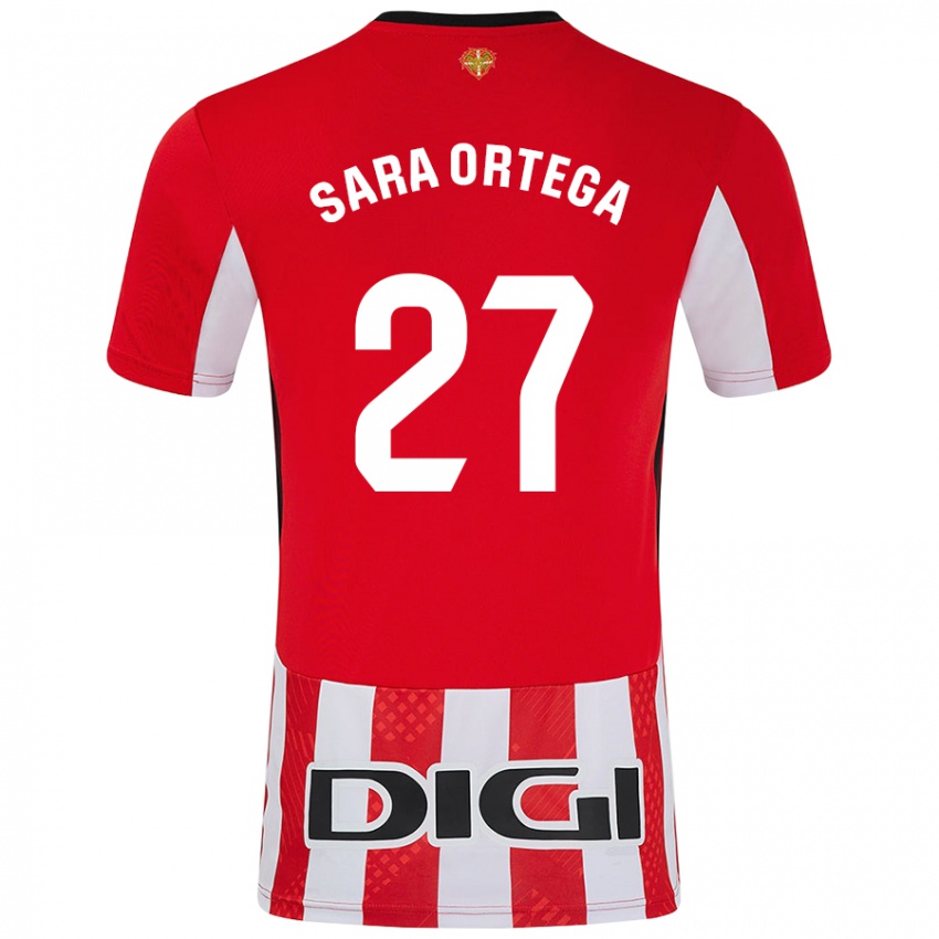 Niño Camiseta Sara Ortega Ruiz #27 Rojo Blanco 1ª Equipación 2024/25 La Camisa Argentina